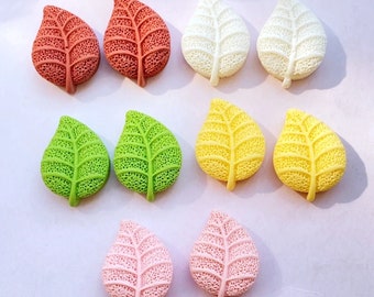 10pcs Cute Resin Leaf Flatback Cabochons For Jewelry Making