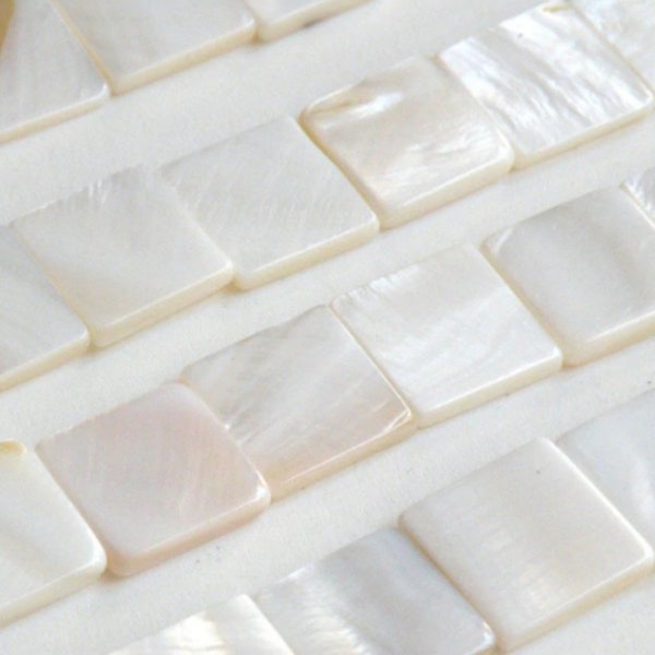 White Pearl Shell Square Loose Beads For Jewelry Making