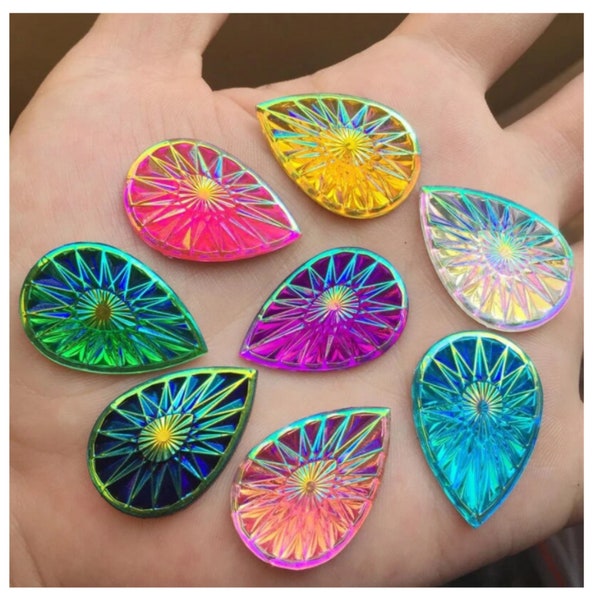 12pcs Charm AB Color Teardrop Resin Flatback Cabochon For Jewelry Making