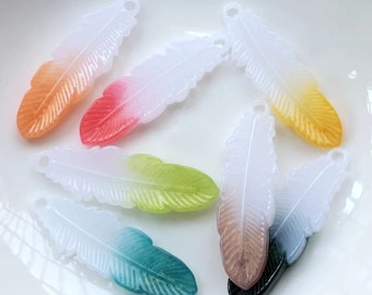 20pcs Charm Feather Resin Flatback For Jewelry Making