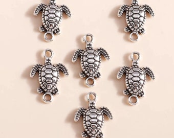 20pcs Cute Turtle Connector Charm For Jewelry Making Finding