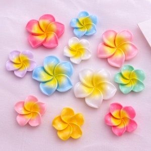 10 Stück Mischfarben Blumen Harz Cabochon Flatback für Schmuckherstellung