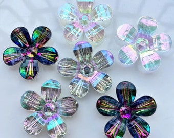 10pcs AB Color Flower Flatback For Jewelry Making, Craft Decorations