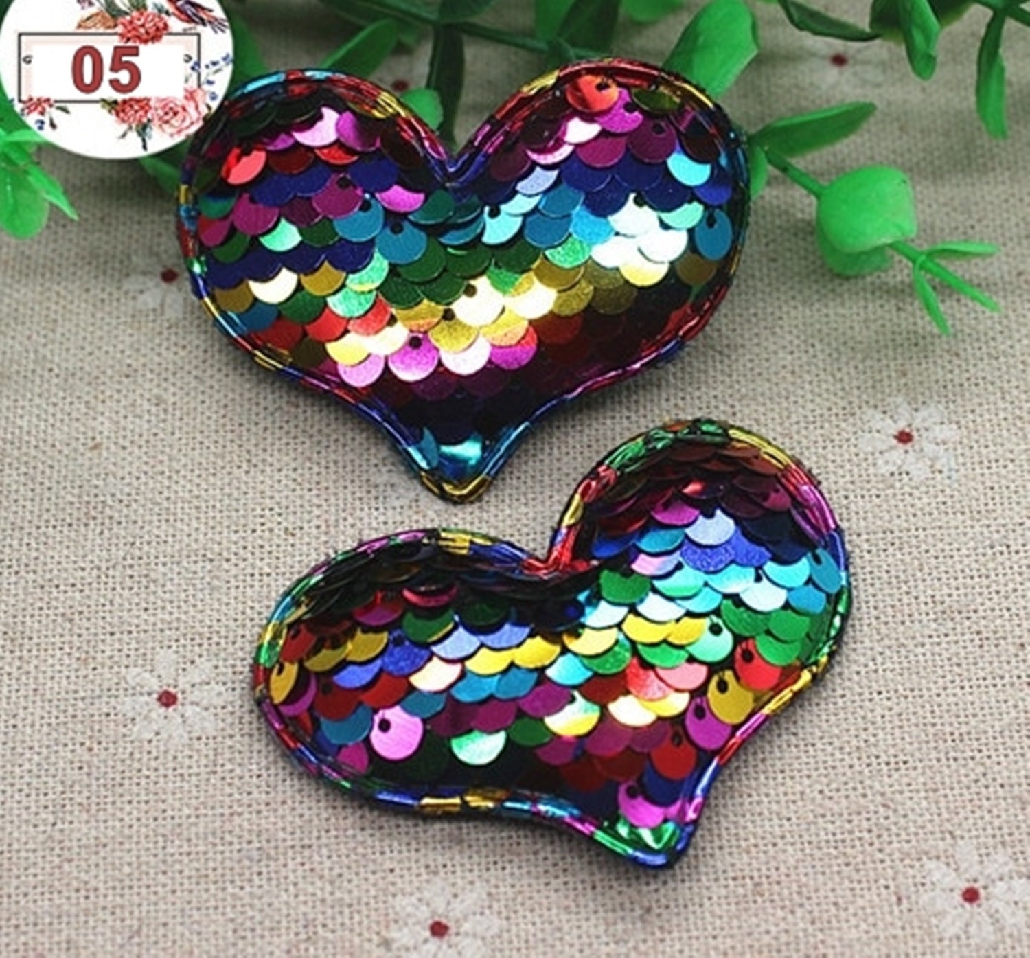 Heart Flipping Sequin Patches - Craft Supplies - 12 Pieces