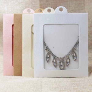 20pcs Necklace Earring Card Jewelry Display Window Box Gift Jewelry Packing Hanger Box DIY