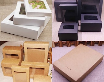 10pcs Paper Boxes with Window For Wedding Favor Birthday Baby Shower Gift Boxes