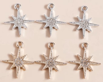 10pcs Charm Crystal Star Pendant For Jewelry Making Finding