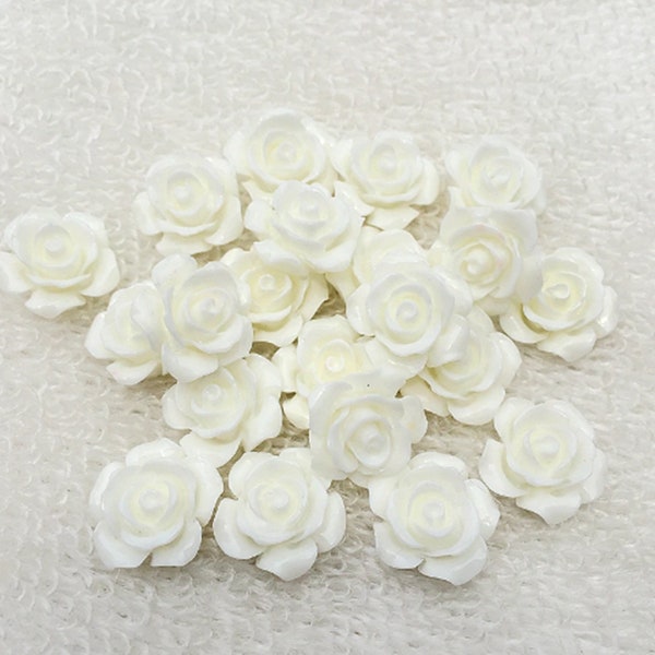 30pcs Rose Flower Resin Flatback Cabochon For Jewelry Making