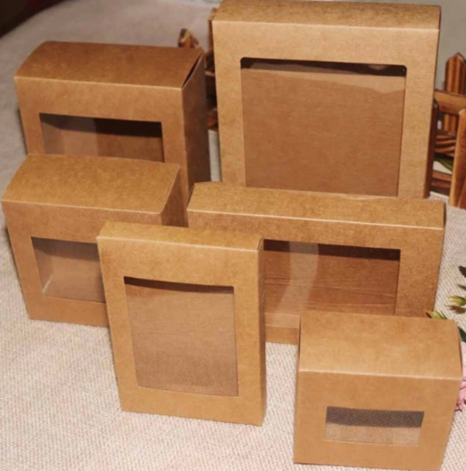 10pcs Kraft Paper Boxes With Window Wedding Favor Boxes Etsy