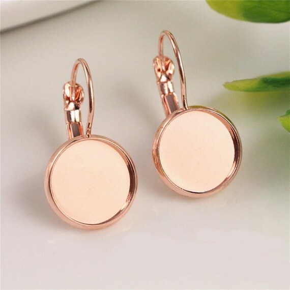 10pcs 12mm French Lever Back Earrings Base Setting Cabochon Earring Blank Trays
