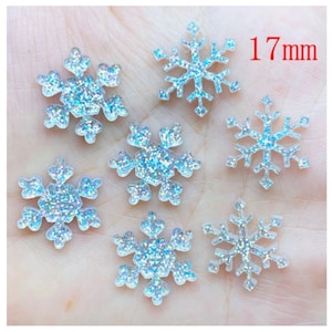 20 pezzi di fiocchi di neve in resina con retro piatto per la creazione di gioielli