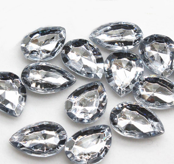 30pcs Charm AB Red Teardrop Acrylic Rhinestones Flatback Jewelry Making DIY