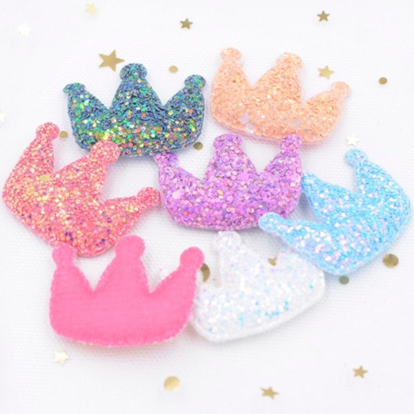 12pcs Sequins Glitter Crown Patch Appliques For Sewing Accessories