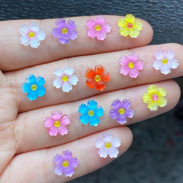 50pcs Daisy Flower Resin Flatback Cabochon For Jewelry Making