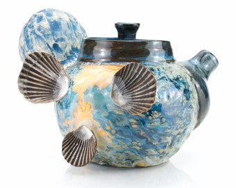 Low Tide Barnacle Teapot. Handmade Ceramic Tea pot. Japanese Style Pottery. Fine Art. Wabi Sabi. Unique Pottery Anniversary Gift.