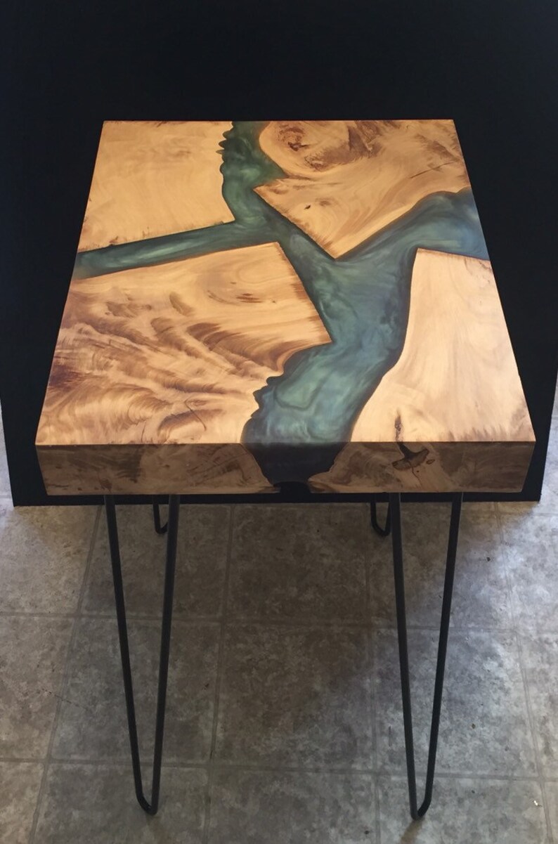 Live Edge Epoxy Resin End Table Etsy