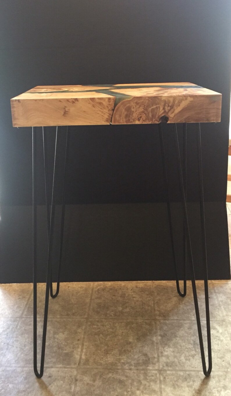Live Edge Epoxy Resin End Table Etsy