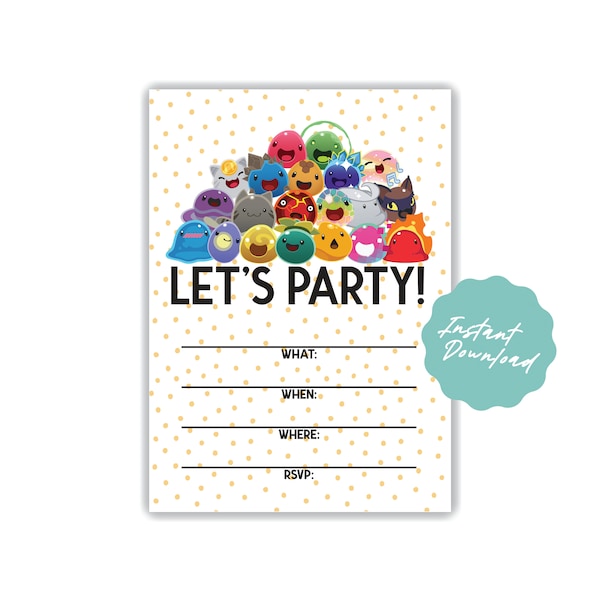 Slime Rancher Birthday Invitation - Fill in the Blank Invitations - Printable Invite - Digital