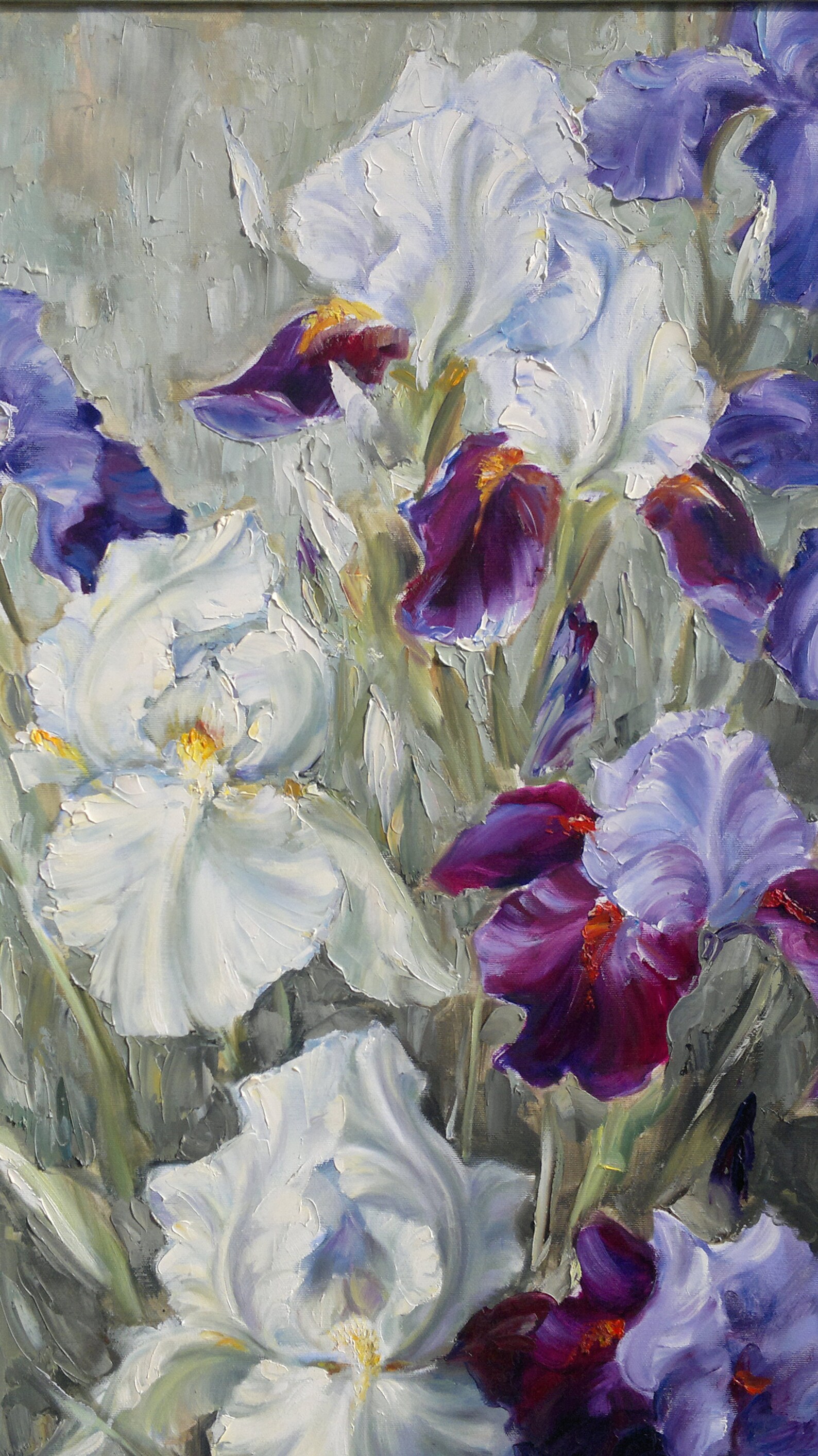 Flowers Painting Oil Canvas Flowers Irises - Etsy