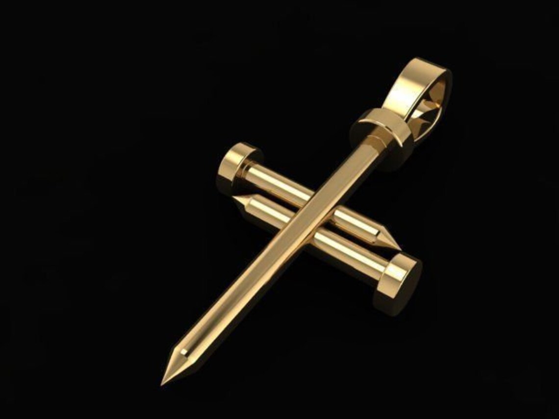 Nail cross pendant gold Outlet
