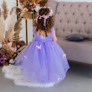 Butterfly Birthday Baby Girl Dress, READY TO SHIP, Lavender First Birthday Dress, Tutu Toddler Dress With Butterflies, Fast Delivery