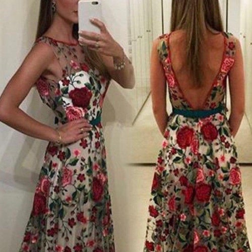 Floral Print Maxi Dress Sleeveless ...