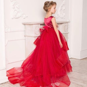 Red Flower Girl Dress Junior Bridesmaid Dress Stunning Red - Etsy