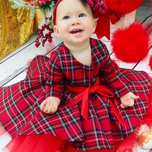 Christmas Dress for Baby Girl READY TO SHIP Red Plaid Xmas - Etsy