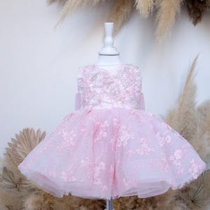 Vestido para primer cumpleaños de bebé, vestido de encaje ruborizado para niña, vestido de niña de las flores, vestido de fiesta, vestido de niña de fiesta, sesión de fotos de smash cake, atuendo de bautismo