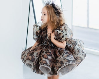 Besondere Anlässe Mädchen Kleid, Geburtstags-Partykleid, gedruckte Tutu Organza Kleid, Blumenmädchen, Abschlussball, Halloweens Babykleid, geschwollenes Kleinkind Kleid