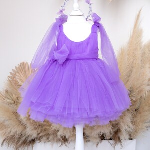Purple Birthday Toddler Dress, Tutu Tulle Baby Dress, Flower Girl Dress, First Birthday, Graduation, Photoshoot Gown, Pageant Puffy Dress