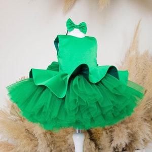Hot Green Birthday Girl Dress, Tutu Party Baby Dress, Smash Cake Baby Photoshoot, Flower Girl Dress, Knee Toddler Dress, Pageant Prom Gown