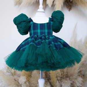 Toddler Girl Christmas Dress - Red & Black Plaid Tutu Dress With Lace For 1-5 Years