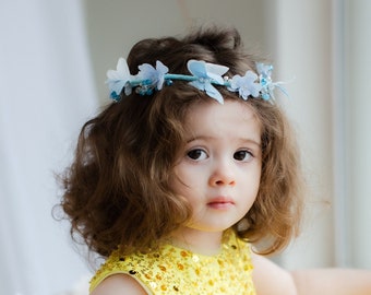 Navy Blue Butterfly Satin Hairband With Sparkly Glitter  display picture 1