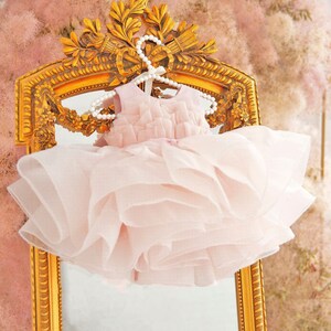 Tutu Birthday Girl Dress, Flower Girl Dress, Blush Baby Dress, Christening Dress, Special Occasion Dress, Short Puffy Dress