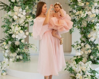 Vestidos a juego en color rosa, sesión de fotos para la primera fiesta de cumpleaños de madre e hija, vestido de invitada a la boda, vestido de fiesta, atuendo festivo para la noche de mamá y yo