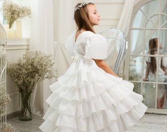 Ivory Flower Girl Dress Pageant Tulle Flower Girl Dress Wedding