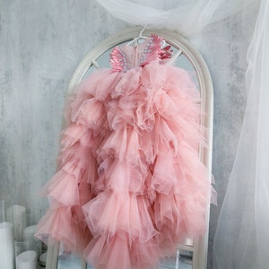 Dusty Rose Flower Girl Dress Birthday Girl Dress Tutu Puffy - Etsy