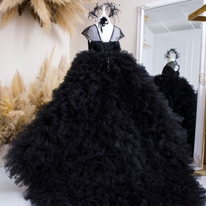 Black Birthday Girl Dress, Prom Ball Gown With Train, Tutu Graduation, Maxi Dress, Puffy Toddler Dress, Special Occasion, Princess Dress