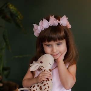 Pink Butterfly Flower Girl Crown, Birthday Headband, First Communion, Baby Girl Hair Accessory, Prom & Wedding Bridesmaid Hair Ornament