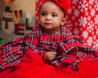 Buy Christmas Baby Girl Dress, Photoshoot Girl Dress, Red Plaid