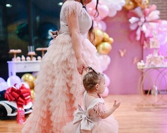 Blush tulle dresses for mother and daughter matching dress holiday dresses  photo shoot dress baby girl dress