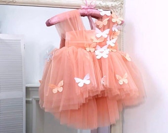 First birthday dress, Butterfly style baby dress, birthday Butterfly party outfit, baby girl dress with butterflies, Christening baby dress