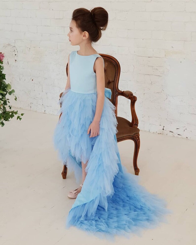 Blue Flower Girl Dress Flower Girl Baby Girl Dress Blue Tutu Etsy
