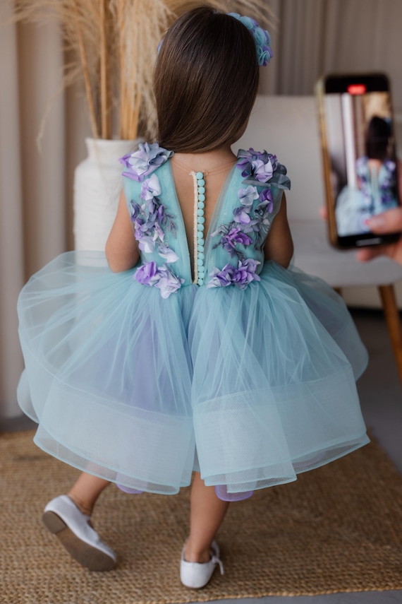 floral dress for birthday party Pink Off Shoulder 3D Floral Birthday Party Engagement Tulle Evening Dress (Size: M)