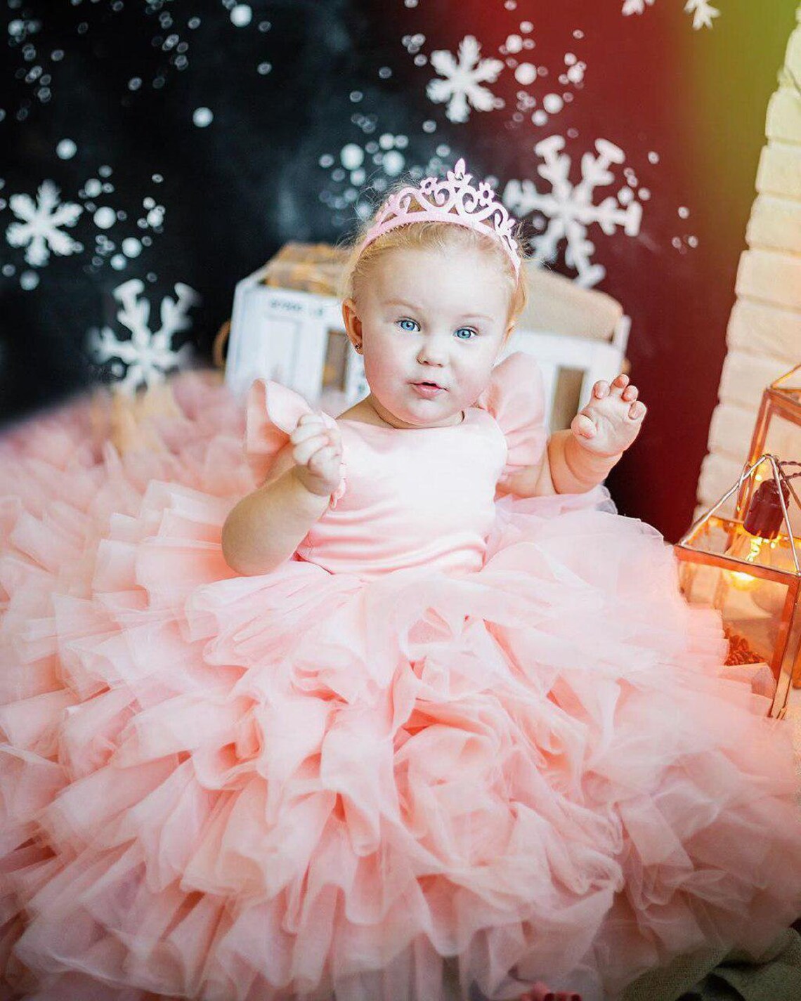 Blush Pink Birthday Baby Girl Gown First Year Birthday Party Etsy