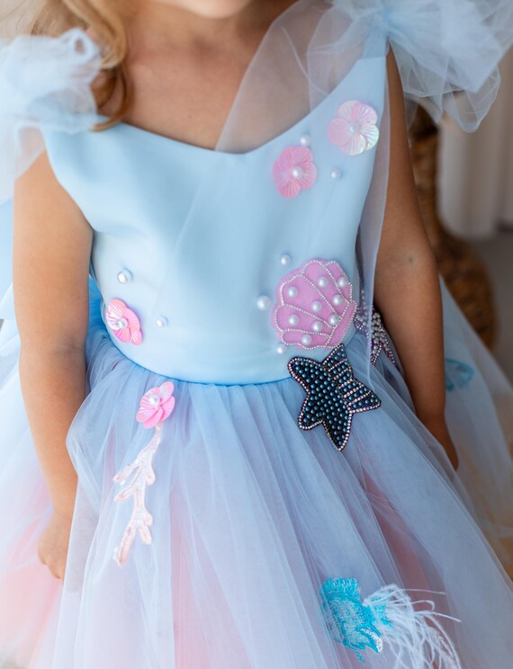 Ready to Ship, Mermaid Birthday Girl Dress, Marine Style Girl Dress,  Pageant Toddler Dress, Blue Girl Dress, Tulle Toddler Dress, Baby Girl -  Etsy Australia