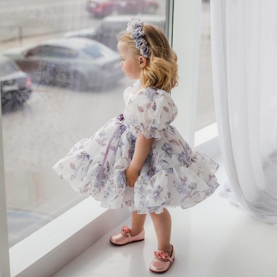 Floral Purple Birthday White Baby Dress, Prom Toddler Graduation Girl Gown, Flower Girl Dress, Tutu Infant Dress, Cake Smash, Summer Dress Floral Purple Birthday White Baby Dress, Prom Toddler Graduation Girl Gown, Flower Girl Dress, Tutu Infant Dress, Cake Smash, Summer Dress