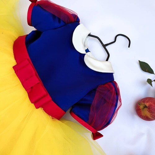 Birthday Snow White Girl Dress, Tutu Middle Calf Dress, Fairytale Costume, Pageant Yellow Tulle Dress, Photoshoot shops Christmas Baby Dress