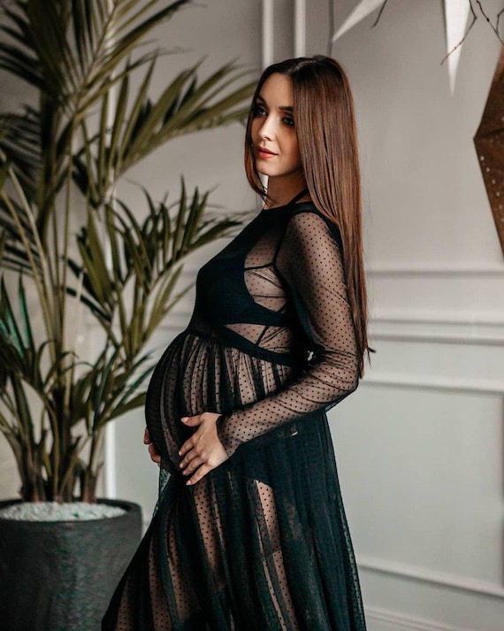 Black maternity robe Clearance